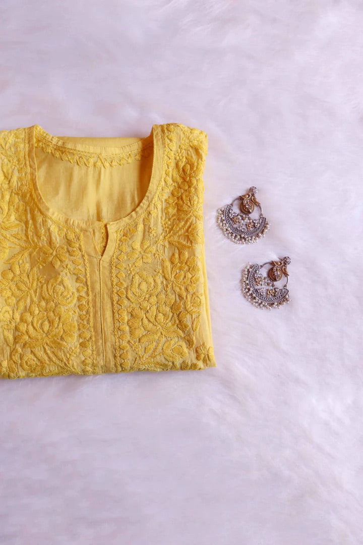 Jannat Handcrafted Soft Chikankari Long Kurti – Most Loved🌸