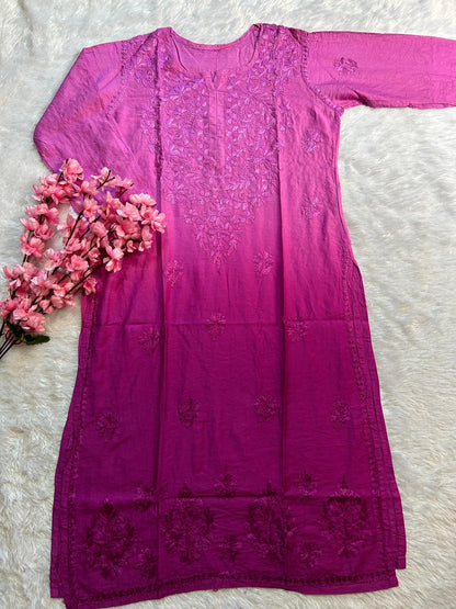 Soft Chanderi Dyeable Beautiful shades Kurtis