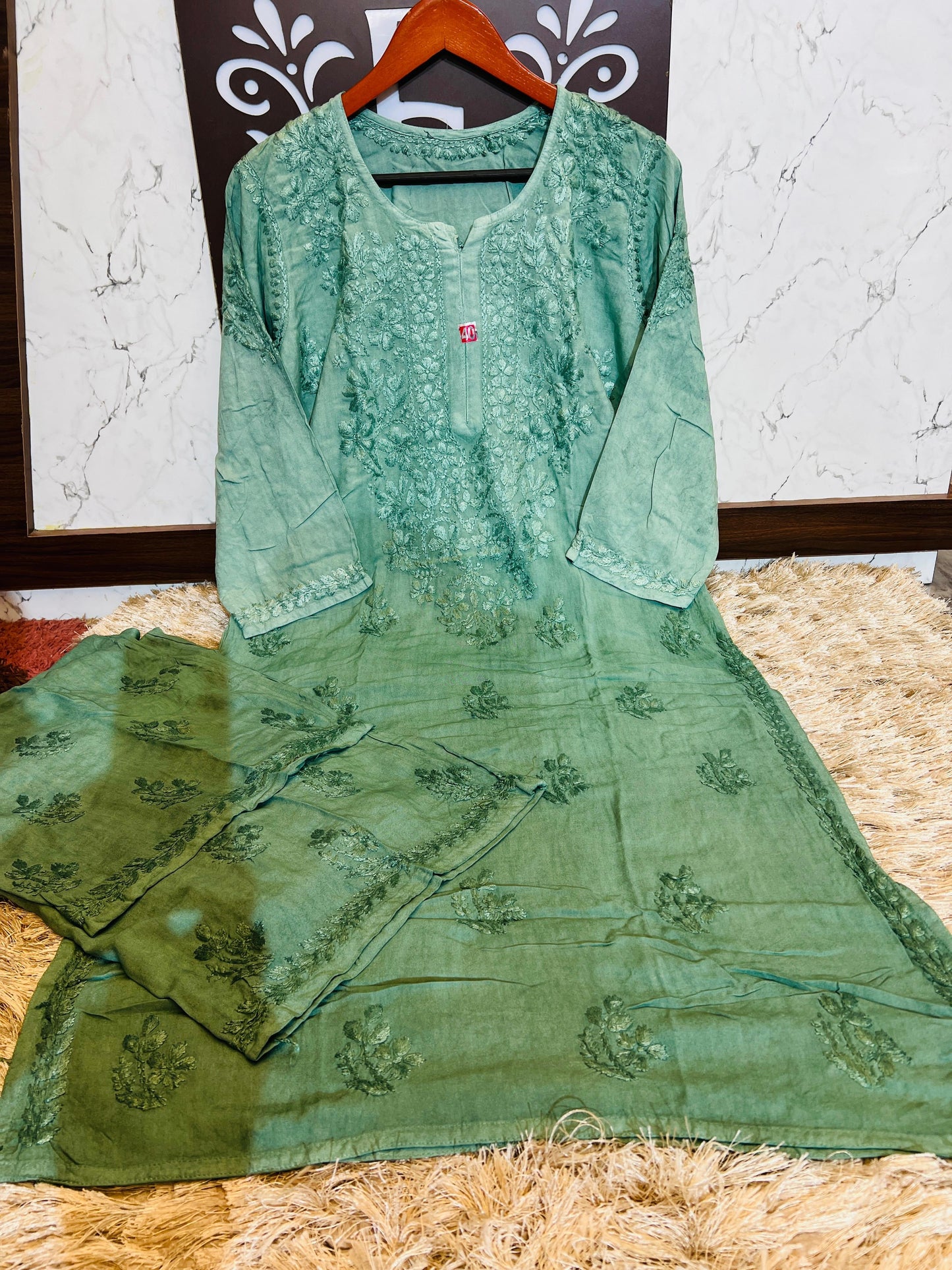 Rayon Dyed Chikankari Set