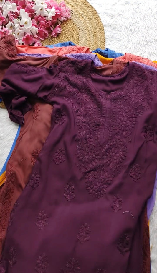 Shine in Style – 3D Rayon Ombre Chikankari Crafted for You