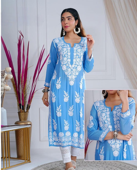 modal cotton Chikankari kurta ( Special)