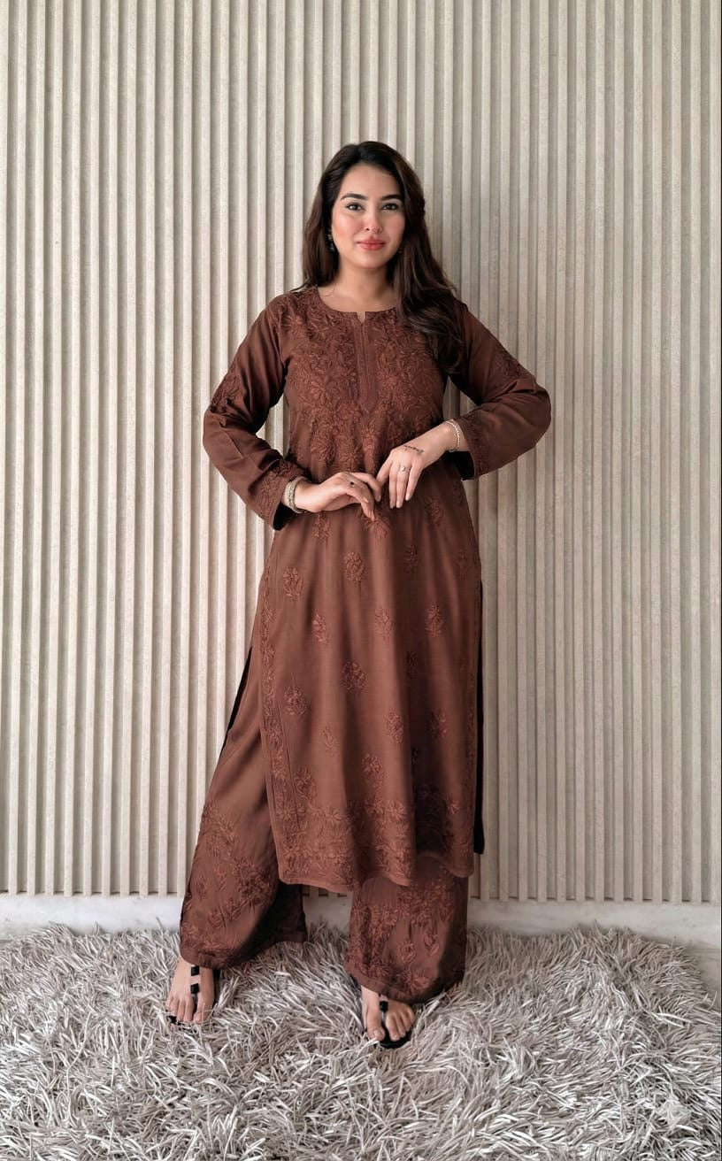 Saba Soft Rayon 2pc Chikankari Co-ord Plazo Set