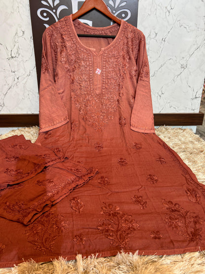 Rayon Dyed Chikankari Set