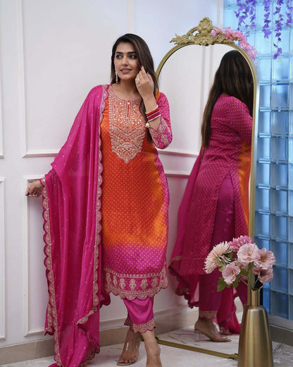 NEW ORANGE RANI ORIGINAL MIRROR WORK SUIT SET