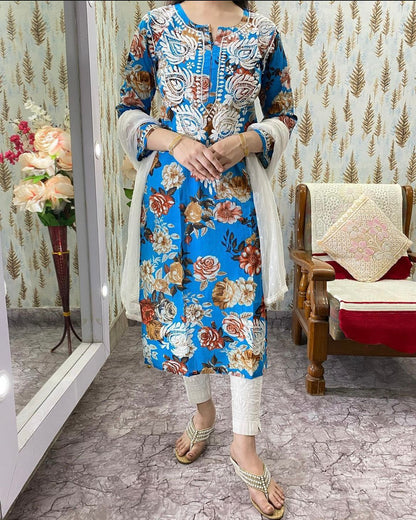 Big Flower print mul printed kurti