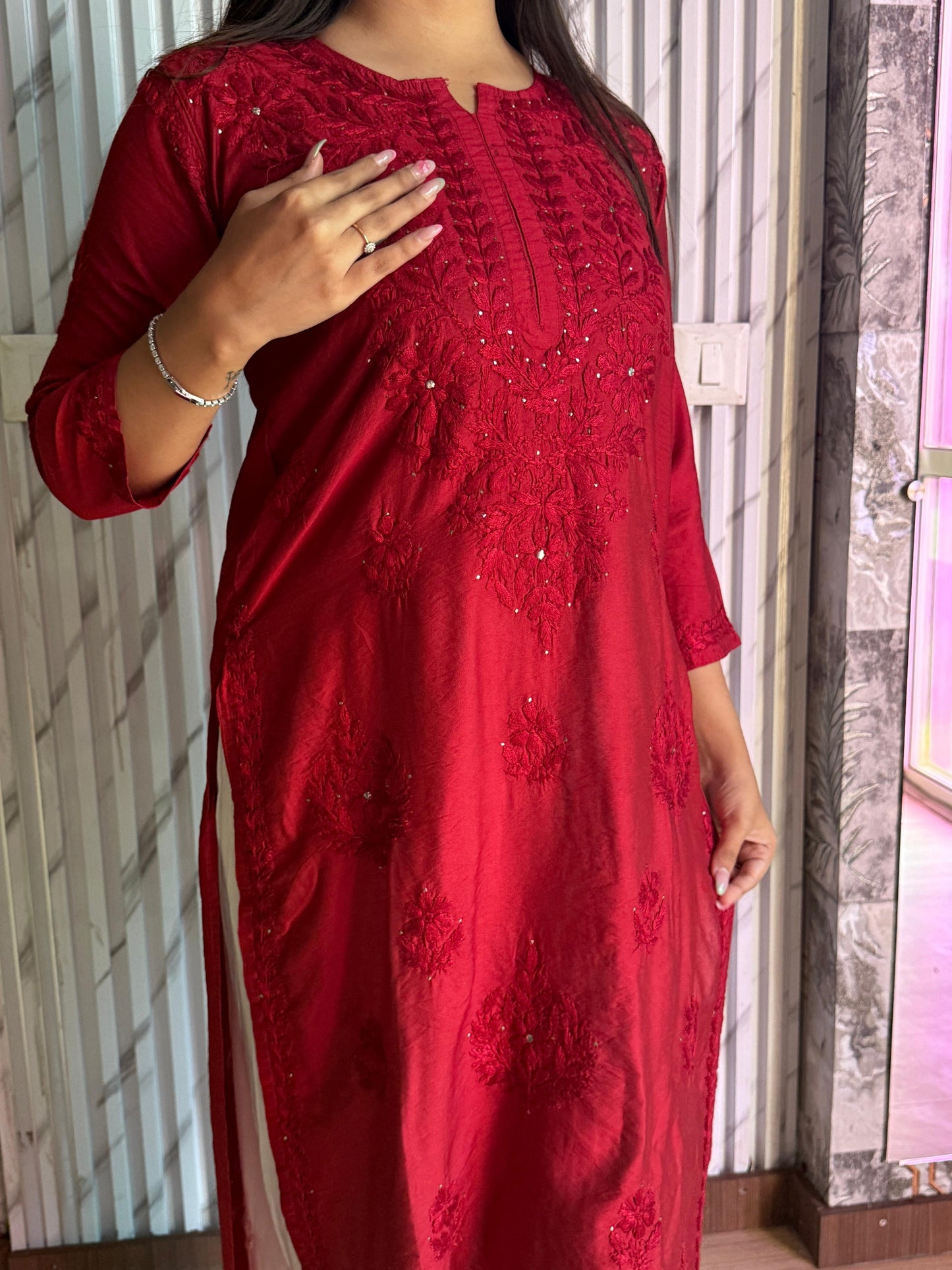 Butter Soft Silver Muqaish kurta