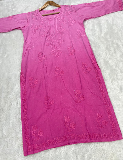 Soft Cotton ombre Chikankari Kurti (  limited stock )