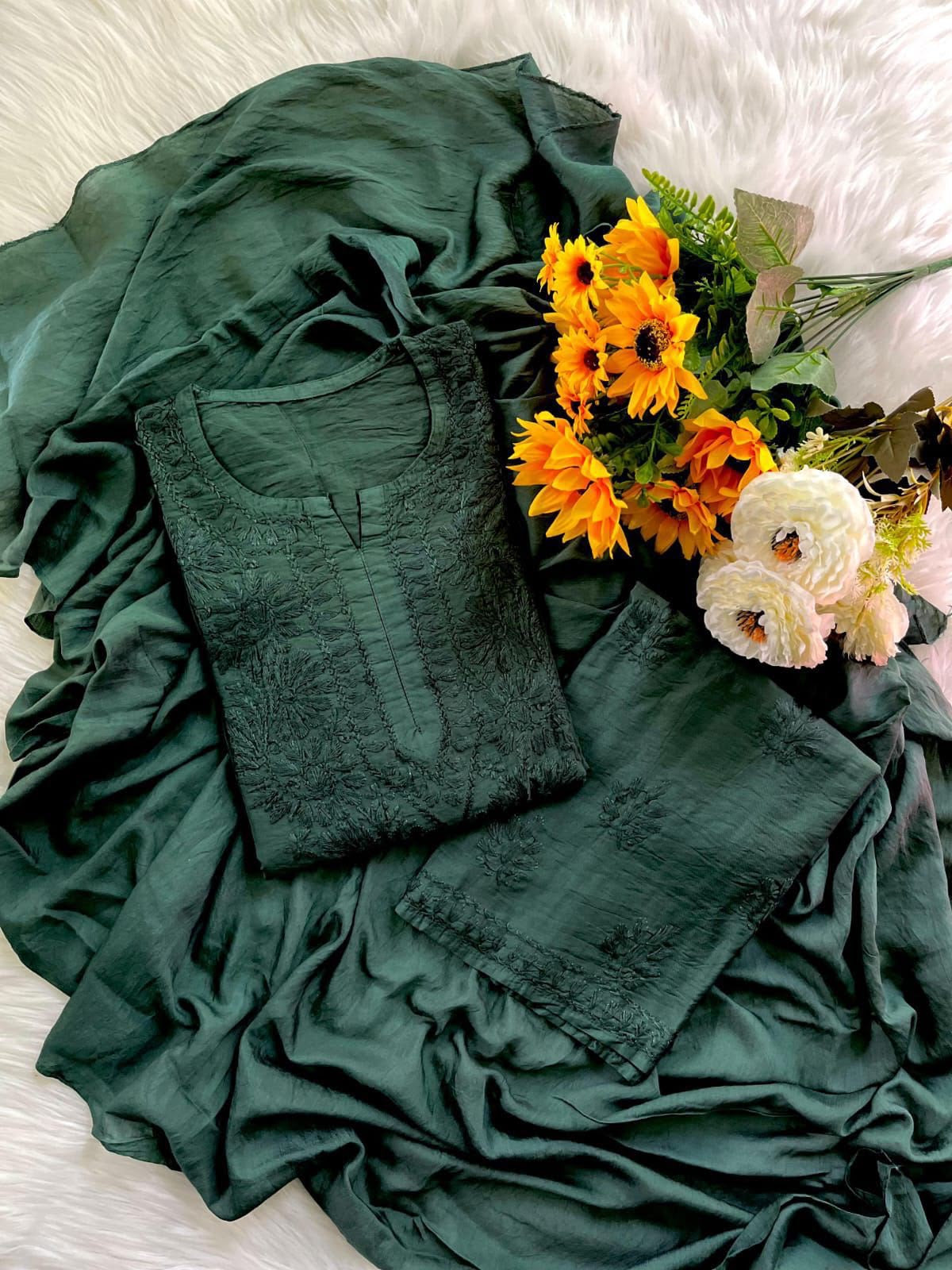 Super Soft Rayon 3PC Set 🌸 Stunning Handwork You’ll Love