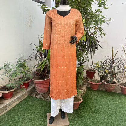 Chanderi Ombre Straight Kurta