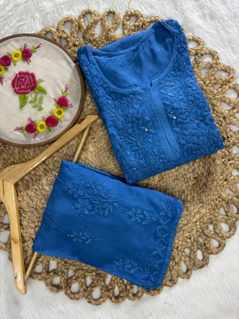 3pc Zara Handmade with Muqaish Soft  Rayon Set