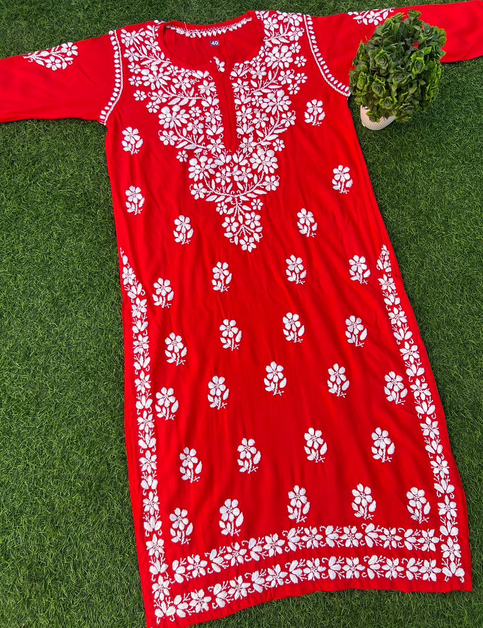 Soft Rayon Chikankari Kurtis