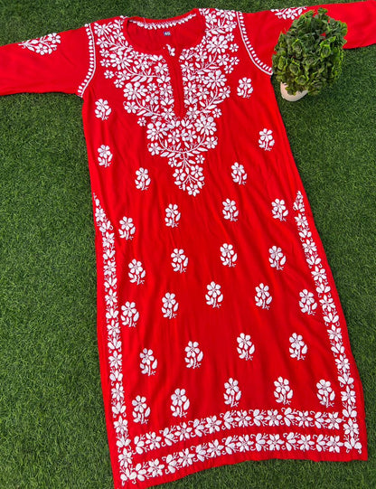 Soft Rayon Chikankari Kurtis