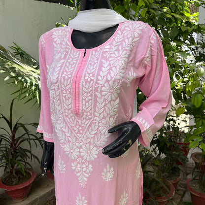 Rayon Heavy Chikankari Kurti n Plazzo Set