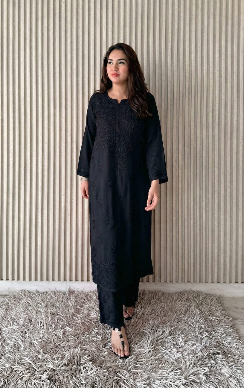 Saba Soft Rayon 2pc Chikankari Co-ord Plazo Set