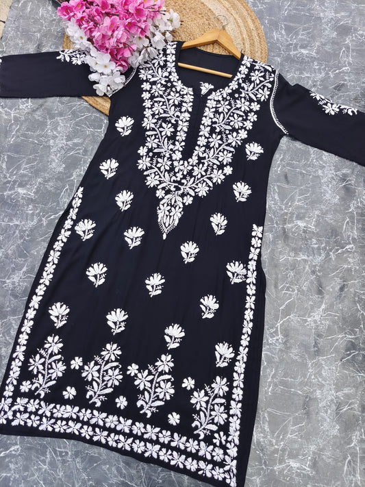 Modal Black Chikankari Kurti