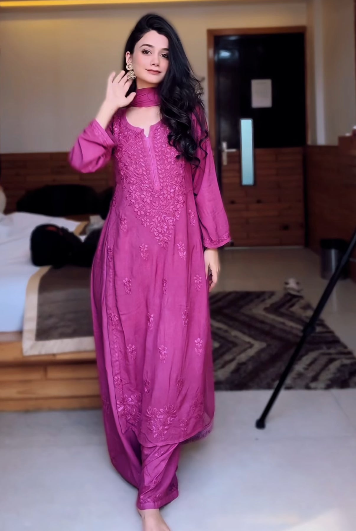 3PC Soft Rayon, Stunning Handwork – A Must-Have Kurti Set