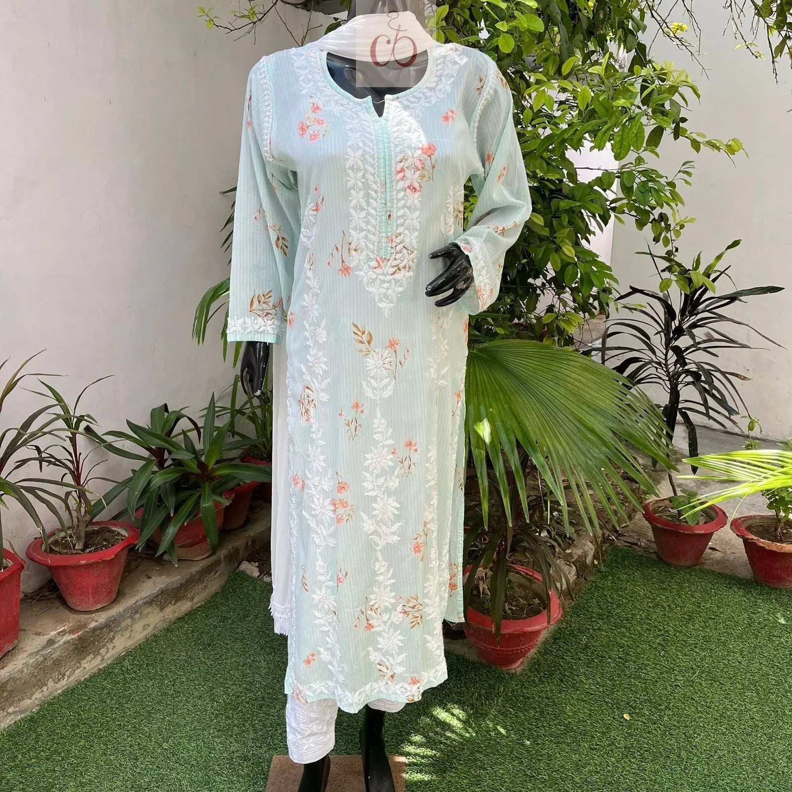 Heavy Work Mul Mul print Kurta Chikankari Official