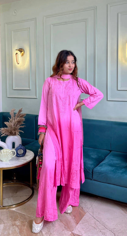 3pc Noor Soft Rayon Ombre Set with dupatta and plazo