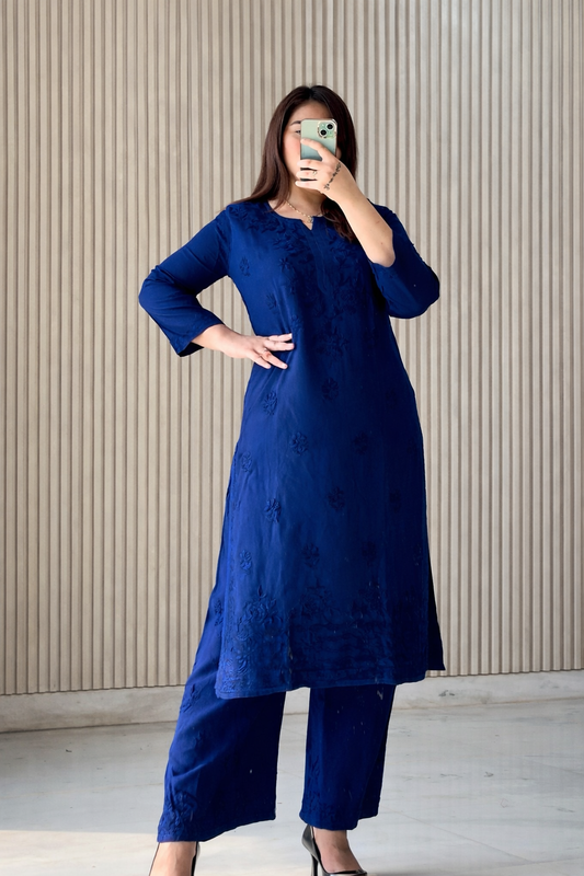 Zeba Soft Rayon 2pc Chikankari Co-ord Plazo Set