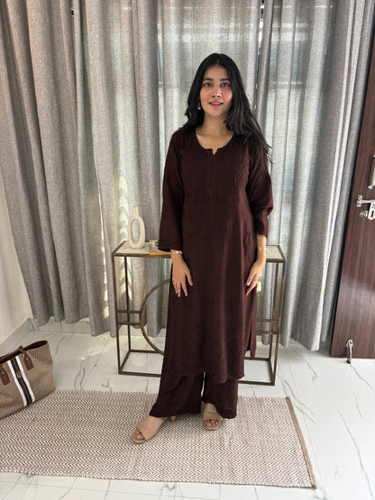 Saba Soft Rayon 2pc Chikankari Co-ord Plazo Set