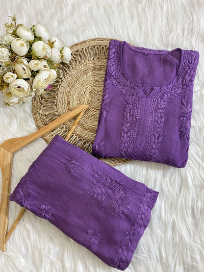 Saba Soft Rayon 2pc Chikankari Co-ord Plazo Set