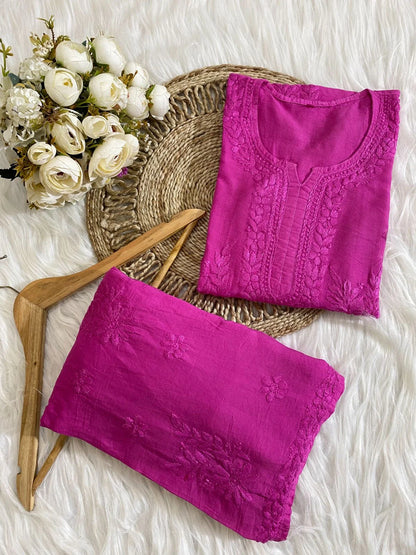 Saba Soft Rayon 2pc Chikankari Co-ord Plazo Set