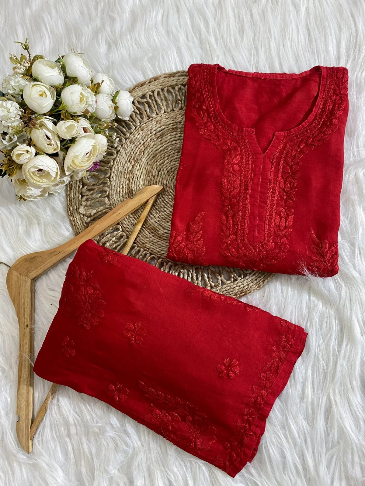 Saba Soft Rayon 2pc Chikankari Co-ord Plazo Set