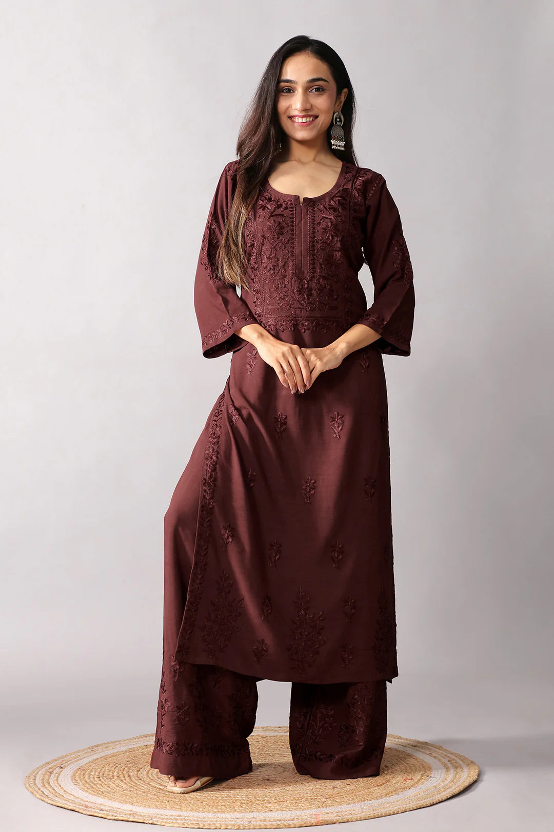 Saba Soft Rayon 2pc Chikankari Co-ord Plazo Set