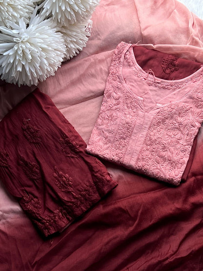 3pc Noor Soft Rayon Ombre Set with dupatta and plazo