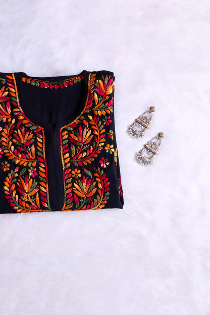 AAYAT BLACK & MULTICOLOURED RAYON KURTA