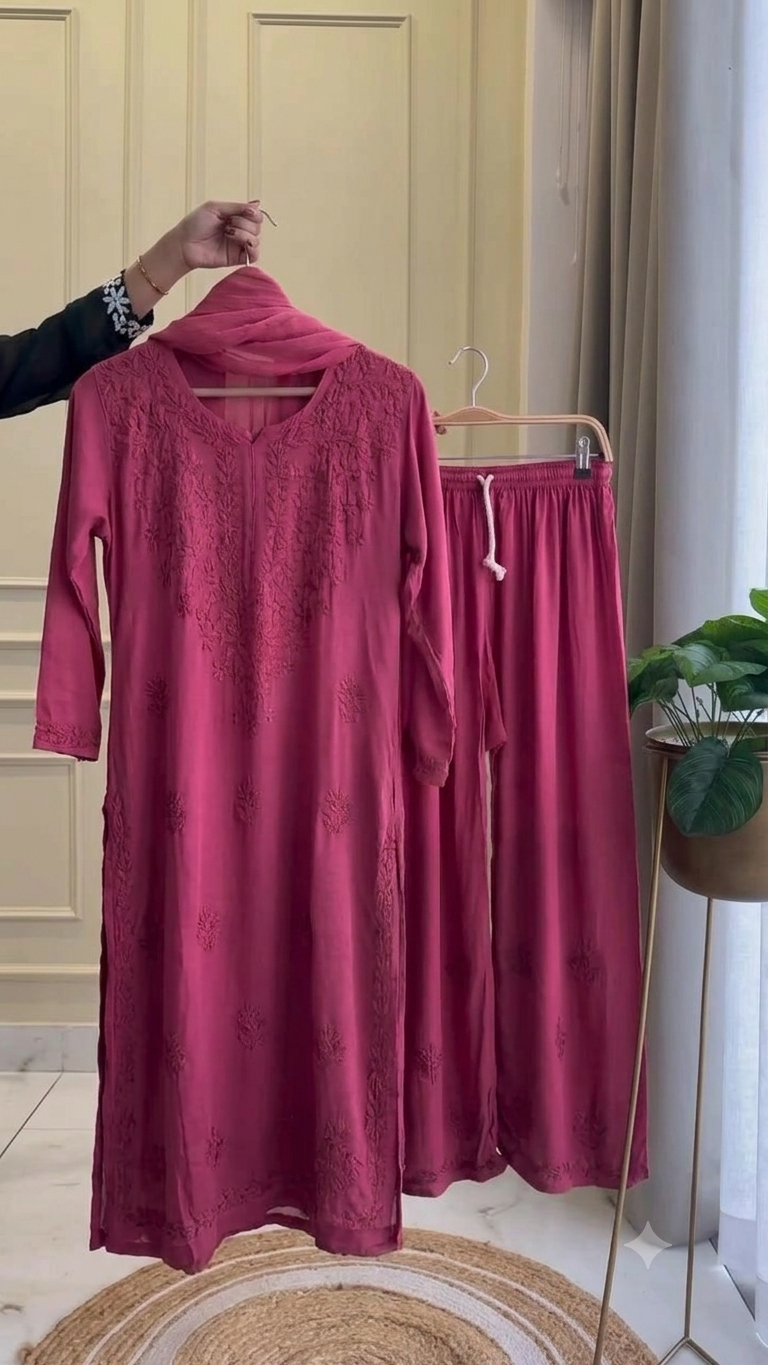 3pc Soft Rayon Ombre Set with dupatta and plazo