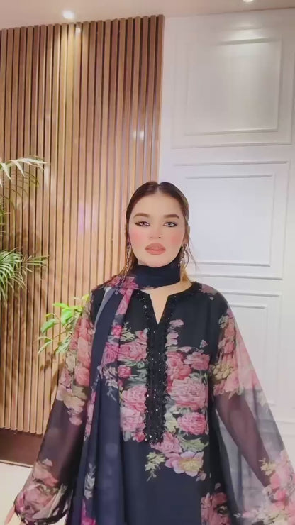 New Designer Collection In Pure Faux Georgette Top-Bottom And Dupatta Set