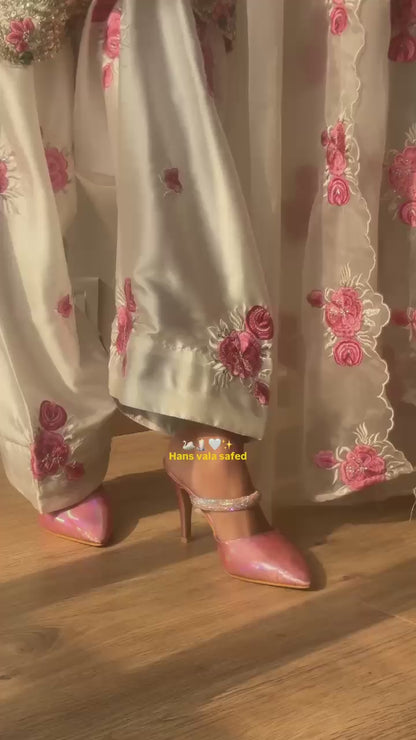 Đěsigner 3pc Party Wear Look top with farshi salwar