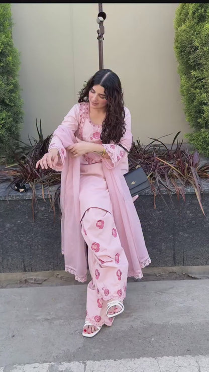 Đěsigner Party Wear Look  Natural Top & Farshi Palazzo With Dupatta set